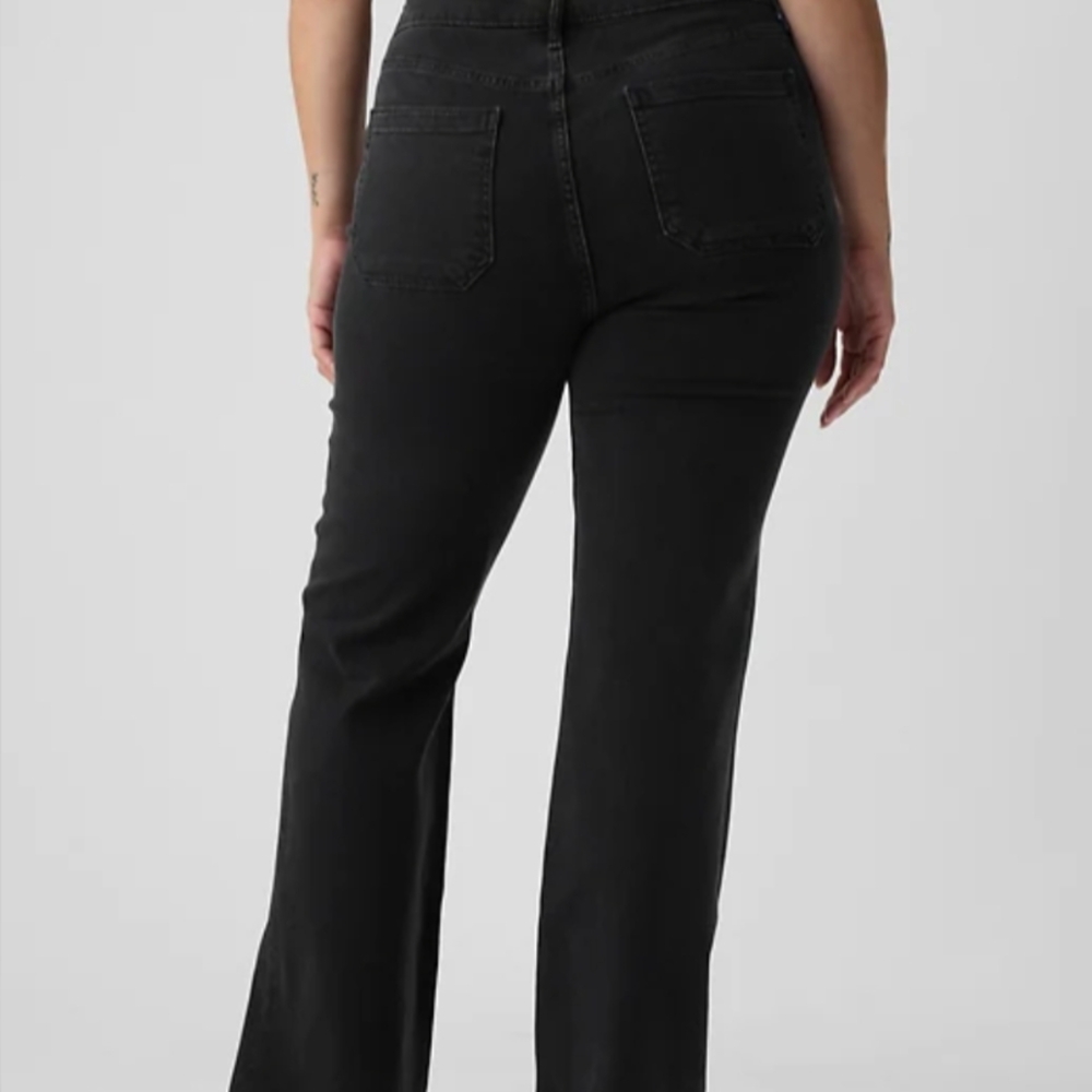 GAP Jeans Flare High Rise Tall Black Denim Stretch Vintage Tall Women's 18/34R